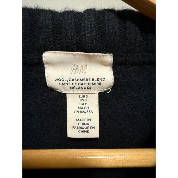H&M Black Wool/Cashmere Blend LongSleeve Crewneck Pullover Office/Minimalistic-S - Picture 3 of 3